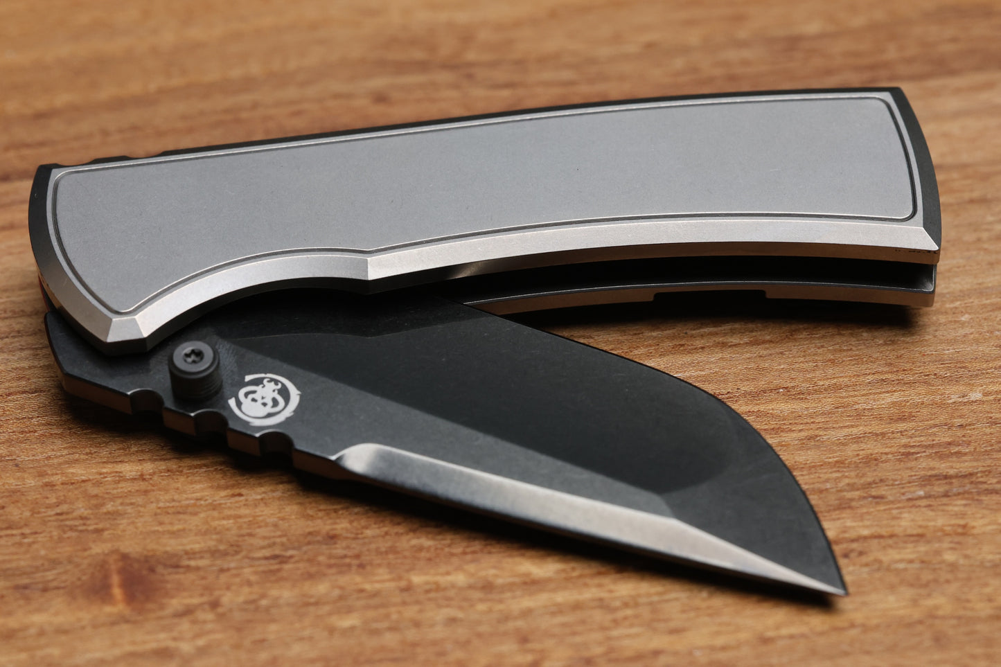 CHAVES KNIVES REDENCION 229 BRIGHT STONEWASH DLC W/ TITANIUM INTEGRAL HANDLE W/ MAGNETIC TI INLAYS & DROP POINT M390