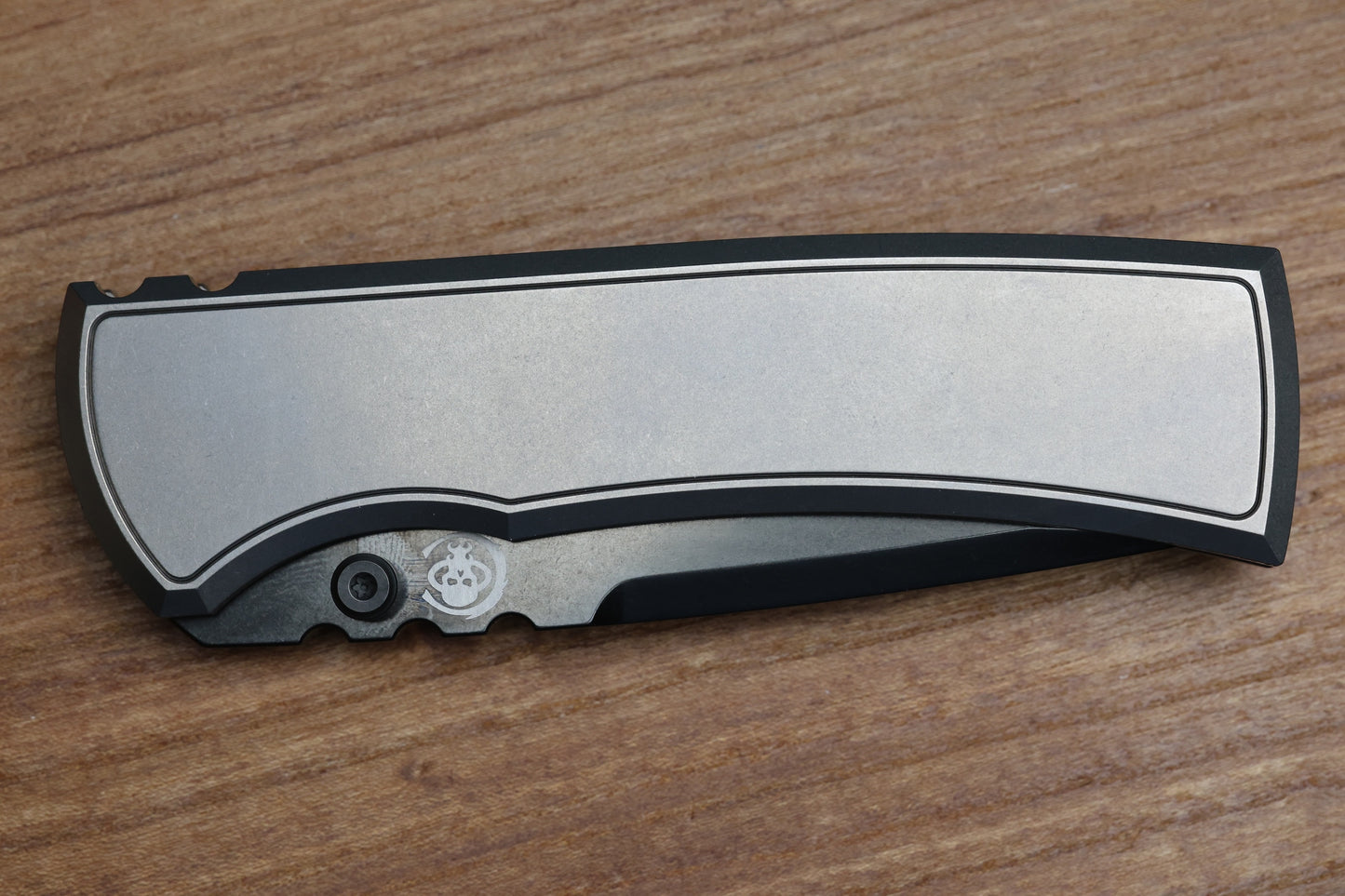 CHAVES KNIVES REDENCION 229 BRIGHT STONEWASH DLC W/ TITANIUM INTEGRAL HANDLE W/ MAGNETIC TI INLAYS & DROP POINT M390