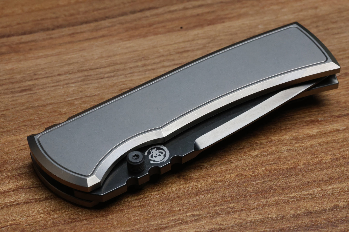 CHAVES KNIVES REDENCION 229 BRIGHT STONEWASH DLC W/ TITANIUM INTEGRAL HANDLE W/ MAGNETIC TI INLAYS & DROP POINT M390