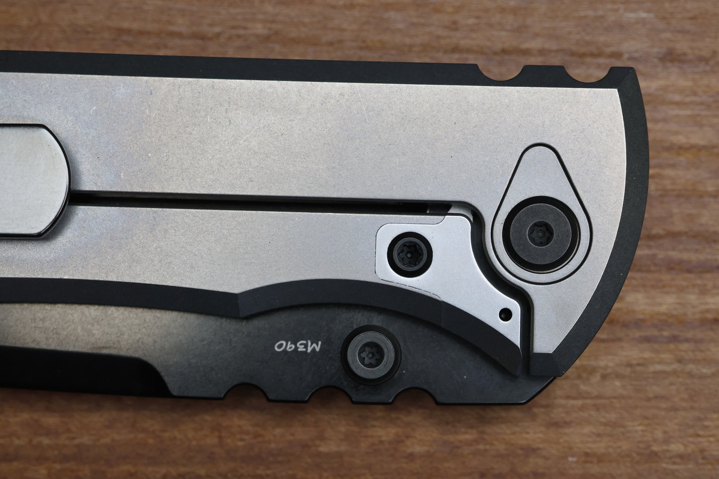 CHAVES KNIVES REDENCION 229 BRIGHT STONEWASH DLC W/ TITANIUM INTEGRAL HANDLE W/ MAGNETIC TI INLAYS & DROP POINT M390