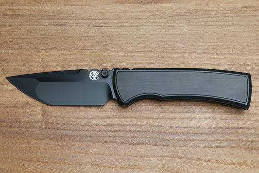 CHAVES KNIVES REDENCION 229 SATIN FLATS BLACK PVD W/ TITANIUM INTEGRAL HANDLE W/ MAGNETIC TI INLAYS & TANTO M390