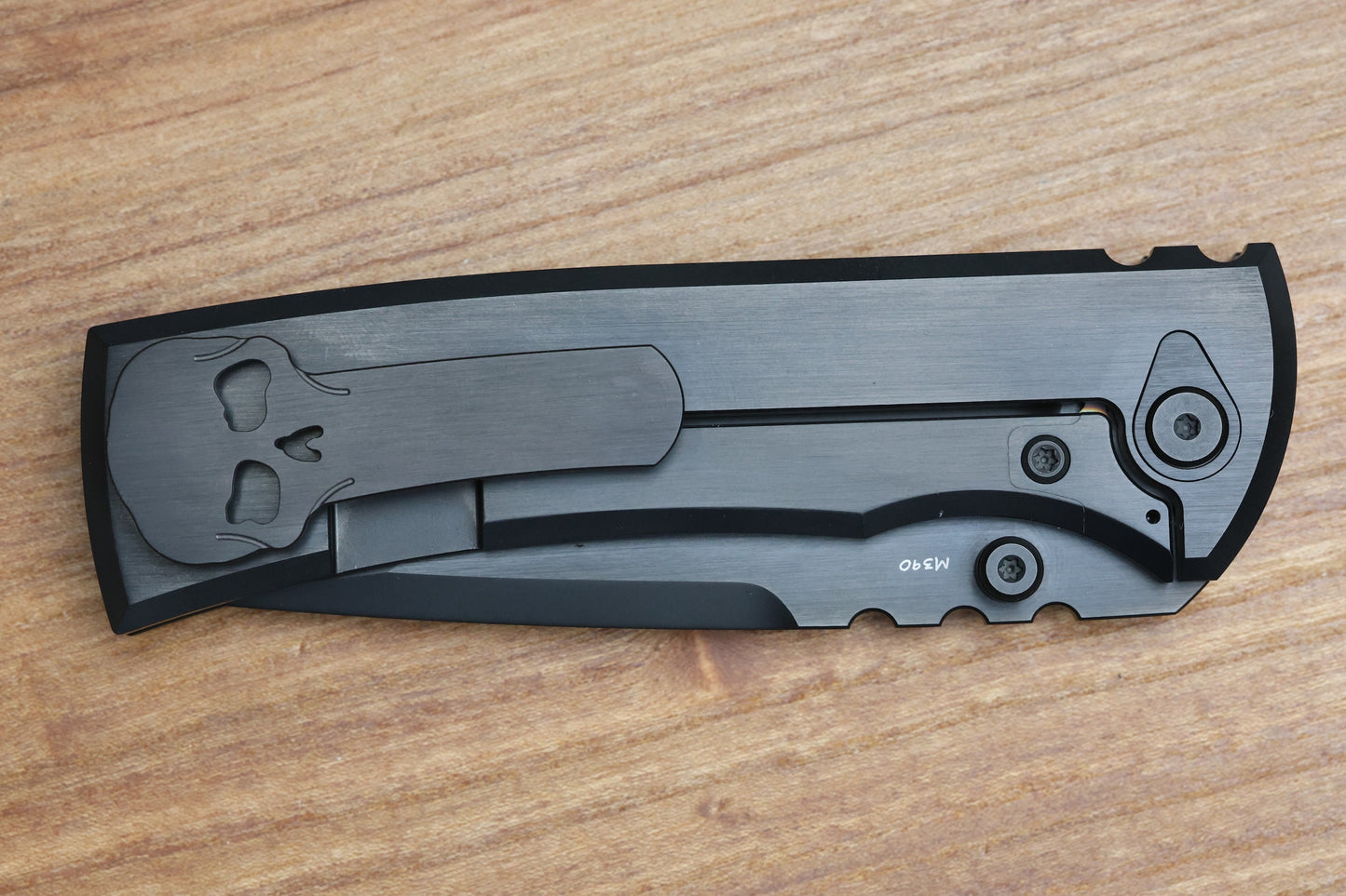CHAVES KNIVES REDENCION 229 SATIN FLATS BLACK PVD W/ TITANIUM INTEGRAL HANDLE W/ MAGNETIC TI INLAYS & TANTO M390