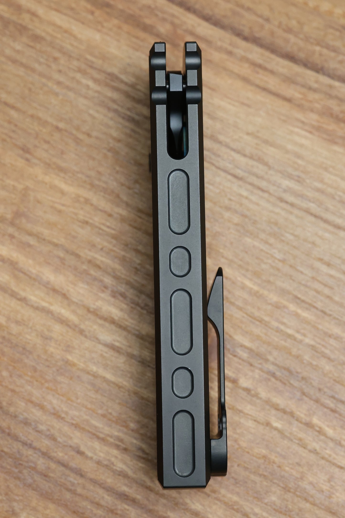 CHAVES KNIVES REDENCION 229 SATIN FLATS BLACK PVD W/ TITANIUM INTEGRAL HANDLE W/ MAGNETIC TI INLAYS & TANTO M390