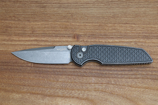 PRO-TECH TR-3 INTEGRITY MANUAL RELIC BATTLEWORN ALUMINUM HANDLES W/ ACID WASHED S35 2024.BLADEWEST.06