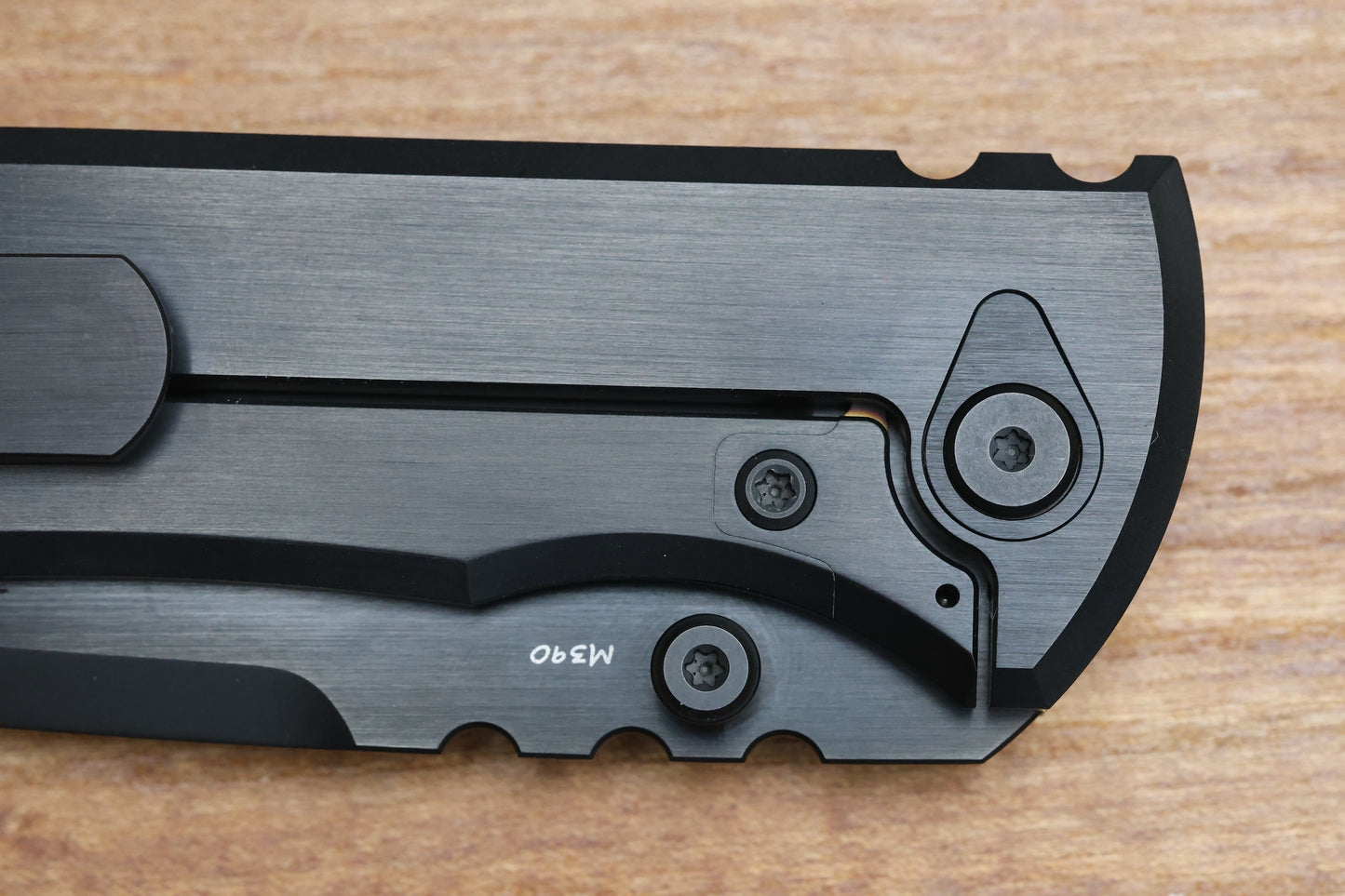 CHAVES KNIVES REDENCION 229 SATIN FLATS BLACK PVD W/ TITANIUM INTEGRAL HANDLE W/ MAGNETIC TI INLAYS & TANTO M390
