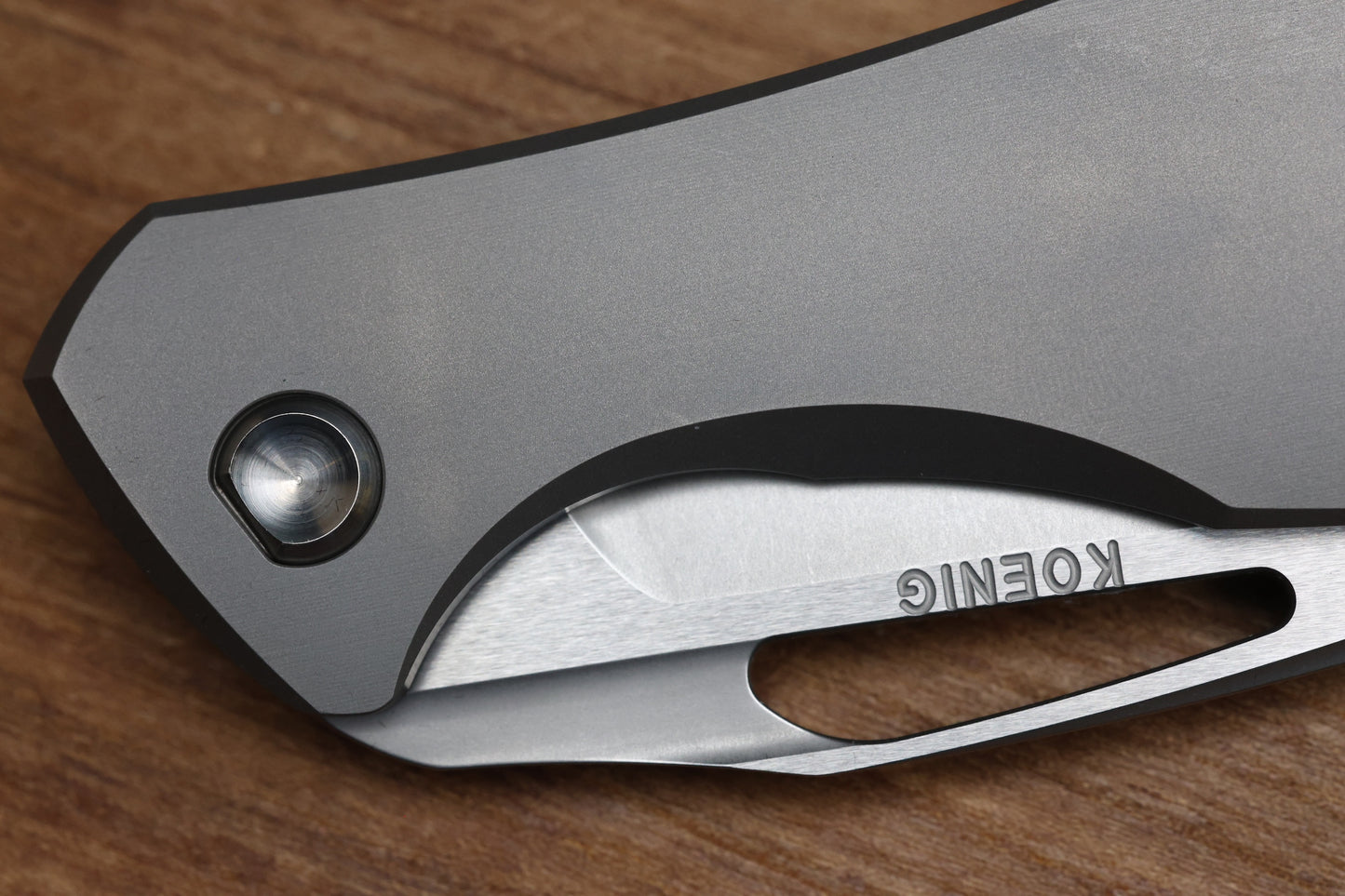 KOENIG KNIVES ARIUS - NON FLIPPER - SMOOTH TITANIUM HANDLE - SILVER HARDWARE - BURNISHED W/ POLISHED FLATS M390 BLADE