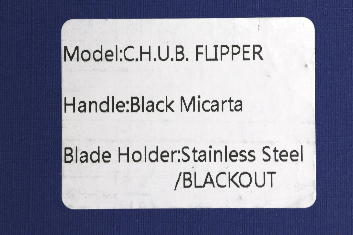 CHAVES KNIVES BLUE LABEL CHUB FLIPPER LINER LOCK KNIFE BLACK MICARTA 1" UTILITY BLADE BLACKOUT