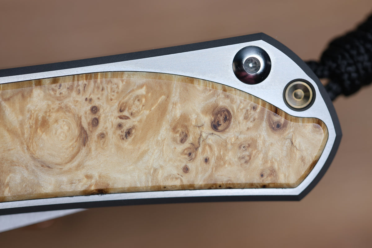 CHRIS REEVE LARGE SEBENZA BOX ELDER POLISHED DROP POINT MAGNACUT BLADE (PREOWNED)