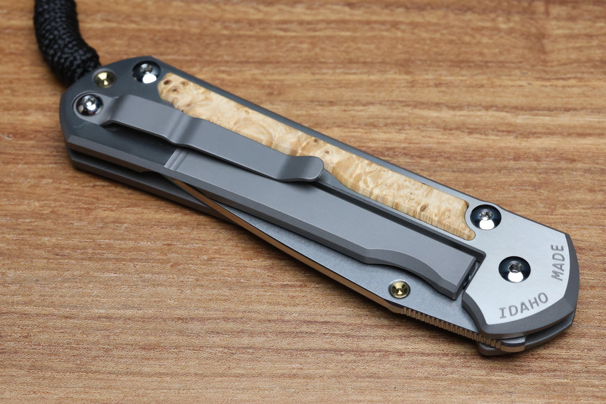 CHRIS REEVE LARGE SEBENZA BOX ELDER POLISHED DROP POINT MAGNACUT BLADE (PREOWNED)