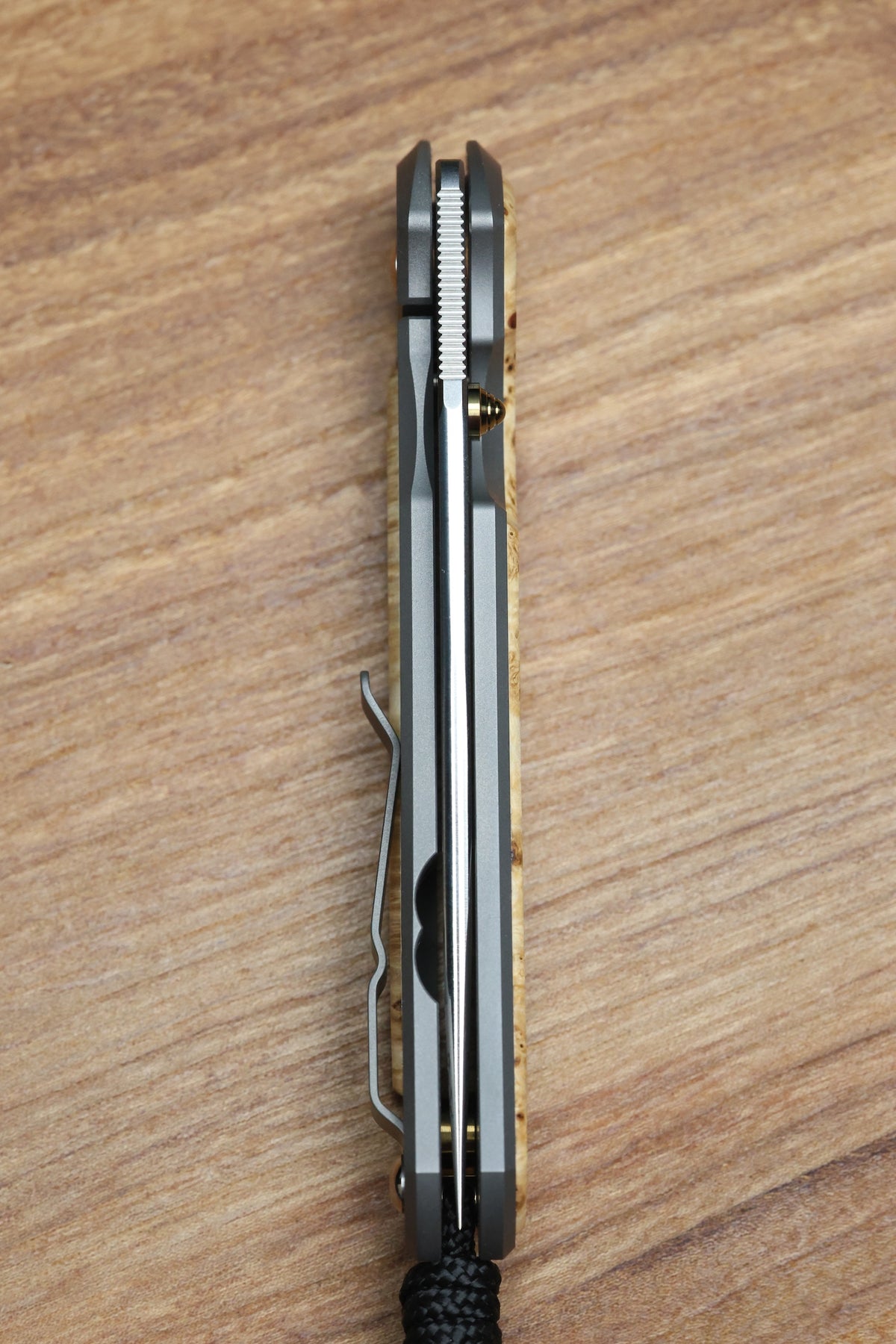 CHRIS REEVE LARGE SEBENZA BOX ELDER POLISHED DROP POINT MAGNACUT BLADE (PREOWNED)