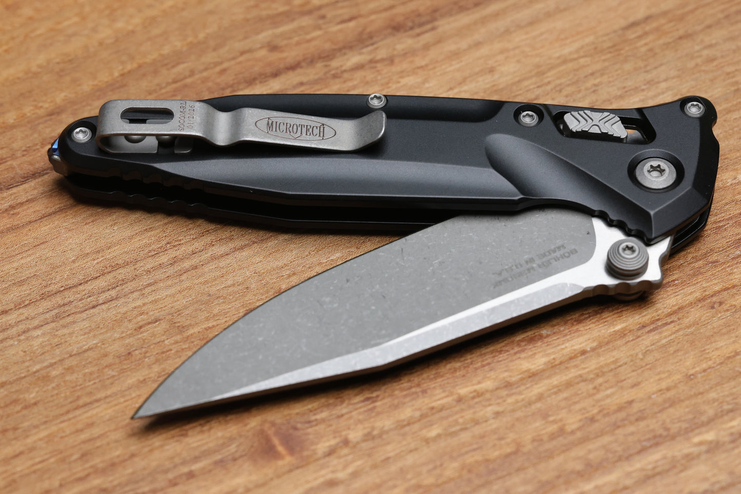 MICROTECH SOCOM DELTA RAM-LOK W/ BLACK ALUMINUM HANDLES & APOCALYPTIC M390MK 159RL-10AP