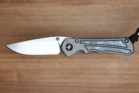 CHRIS REEVE SMALL INKOSI - OCEAN BLUE CARBOTI INLAY - DROP POINT CPM MAGNACUT BLADE - MIM CLIP