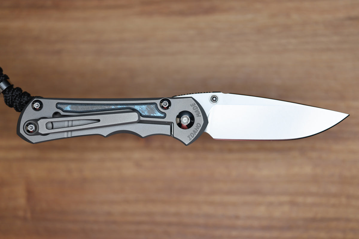 CHRIS REEVE SMALL INKOSI - OCEAN BLUE CARBOTI INLAY - DROP POINT CPM MAGNACUT BLADE - MIM CLIP