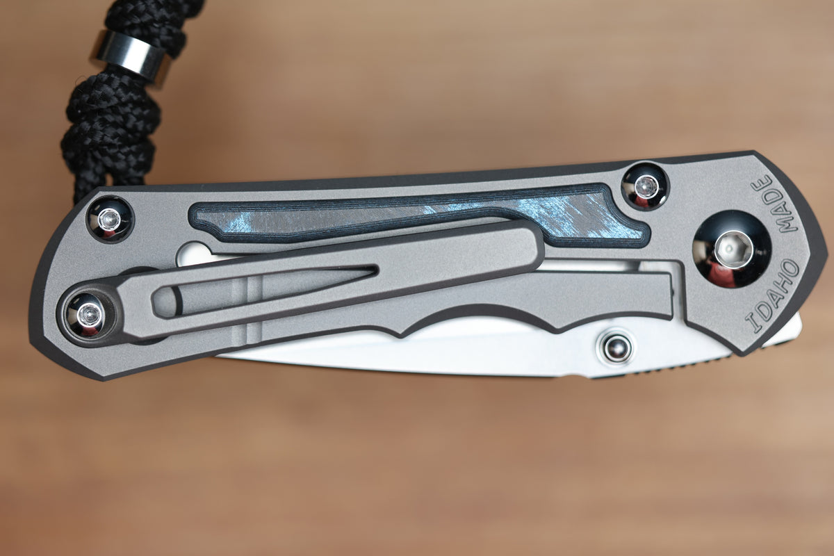CHRIS REEVE SMALL INKOSI - OCEAN BLUE CARBOTI INLAY - DROP POINT CPM MAGNACUT BLADE - MIM CLIP