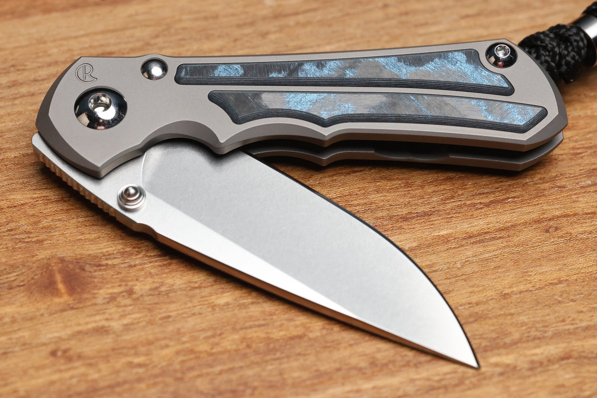 CHRIS REEVE SMALL INKOSI - OCEAN BLUE CARBOTI INLAY - DROP POINT CPM MAGNACUT BLADE - MIM CLIP