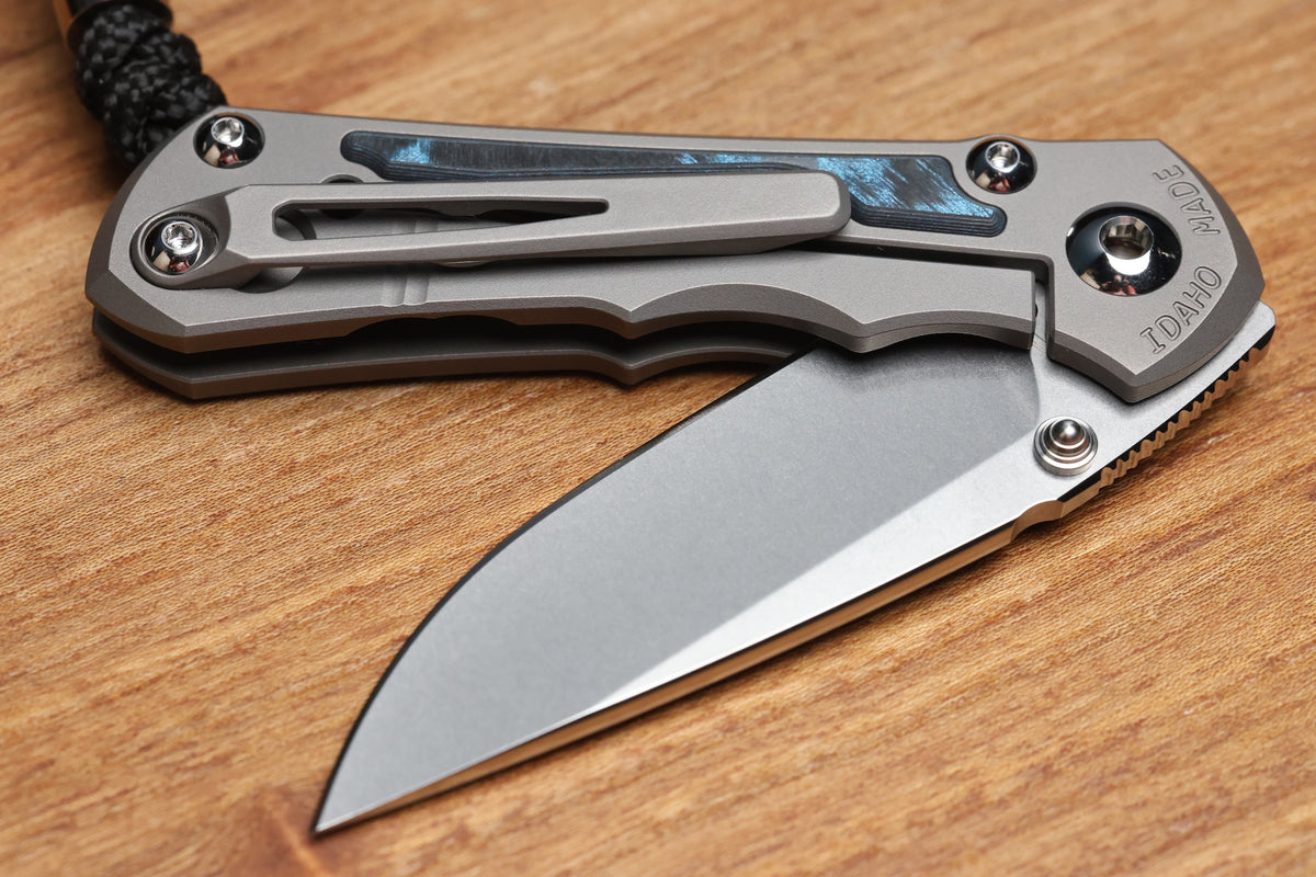CHRIS REEVE SMALL INKOSI - OCEAN BLUE CARBOTI INLAY - DROP POINT CPM MAGNACUT BLADE - MIM CLIP