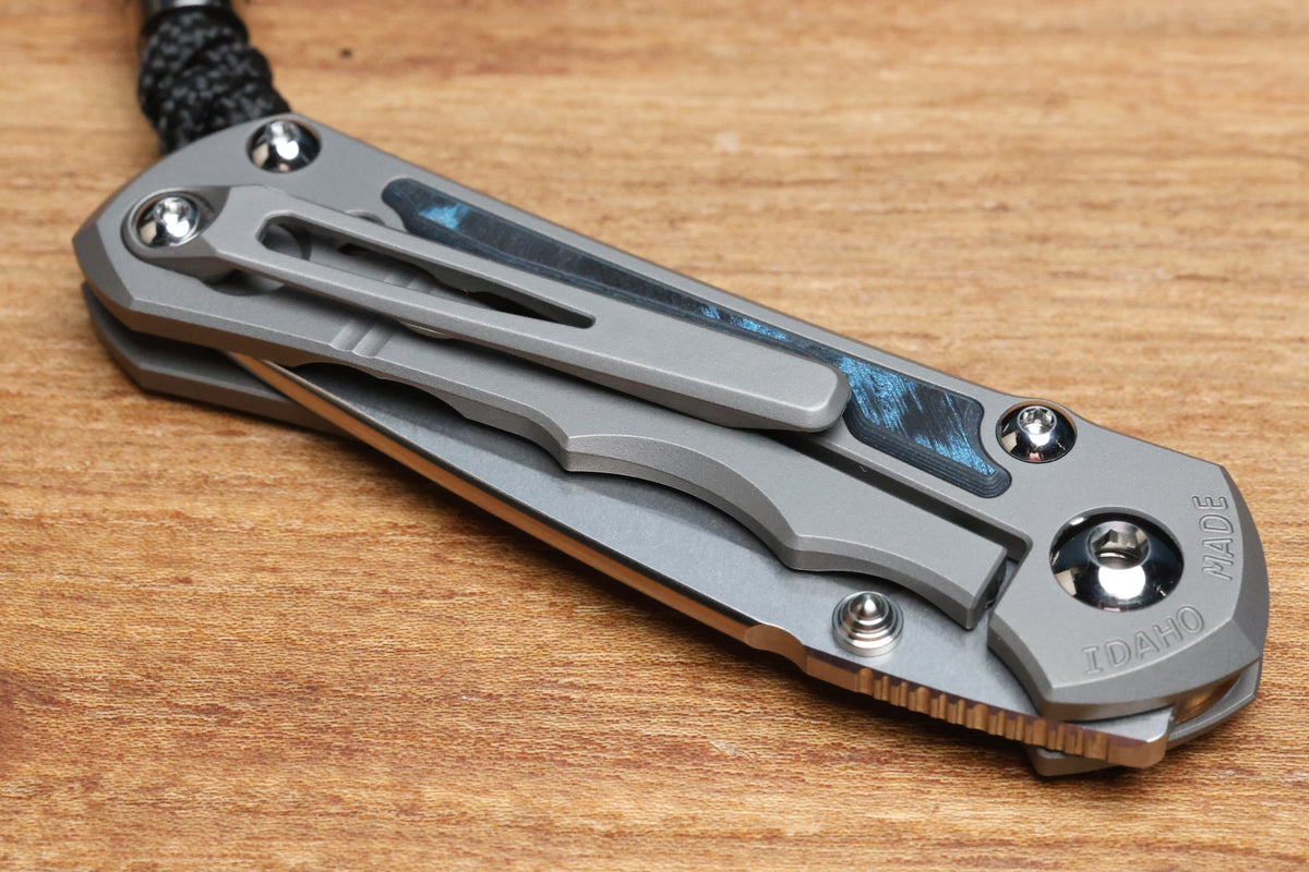 CHRIS REEVE SMALL INKOSI - OCEAN BLUE CARBOTI INLAY - DROP POINT CPM MAGNACUT BLADE - MIM CLIP