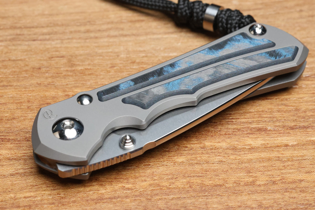 CHRIS REEVE SMALL INKOSI - OCEAN BLUE CARBOTI INLAY - DROP POINT CPM MAGNACUT BLADE - MIM CLIP