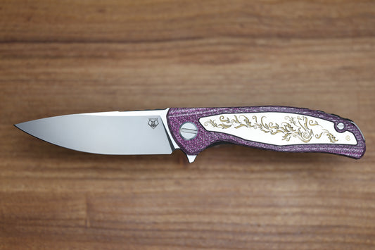 SHIROGOROV KNIVES AND CHRIS REEVE KNIVES COLLABORATION HATI CGG - MAGNACUT BLADE - TITANIUM/PURPLE ALUTEX HANDLE - MRBS