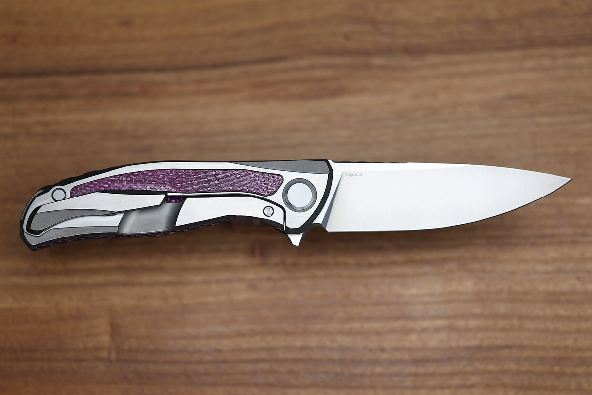 SHIROGOROV KNIVES AND CHRIS REEVE KNIVES COLLABORATION HATI CGG - MAGNACUT BLADE - TITANIUM/PURPLE ALUTEX HANDLE - MRBS