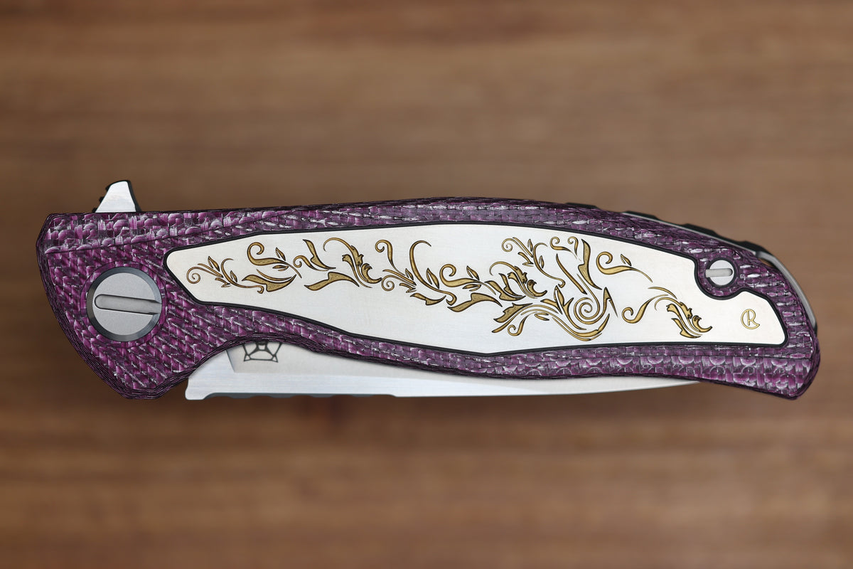 SHIROGOROV KNIVES AND CHRIS REEVE KNIVES COLLABORATION HATI CGG - MAGNACUT BLADE - TITANIUM/PURPLE ALUTEX HANDLE - MRBS