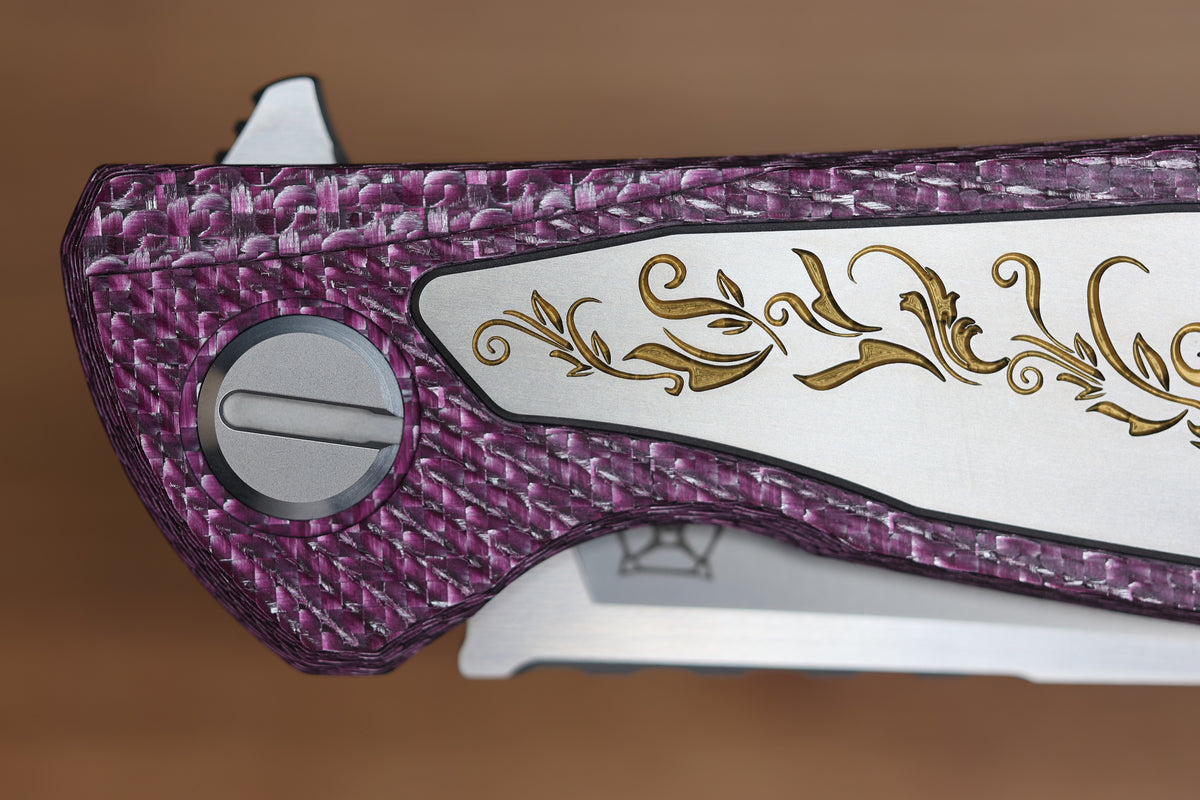 SHIROGOROV KNIVES AND CHRIS REEVE KNIVES COLLABORATION HATI CGG - MAGNACUT BLADE - TITANIUM/PURPLE ALUTEX HANDLE - MRBS