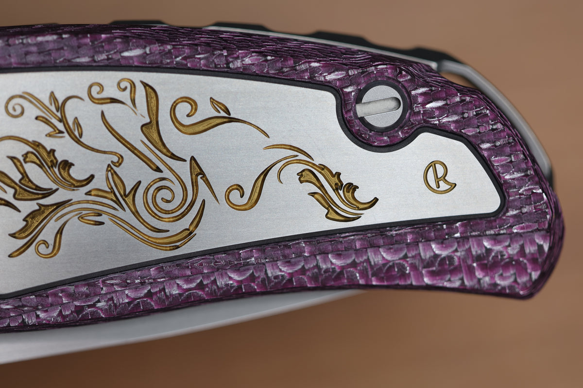 SHIROGOROV KNIVES AND CHRIS REEVE KNIVES COLLABORATION HATI CGG - MAGNACUT BLADE - TITANIUM/PURPLE ALUTEX HANDLE - MRBS