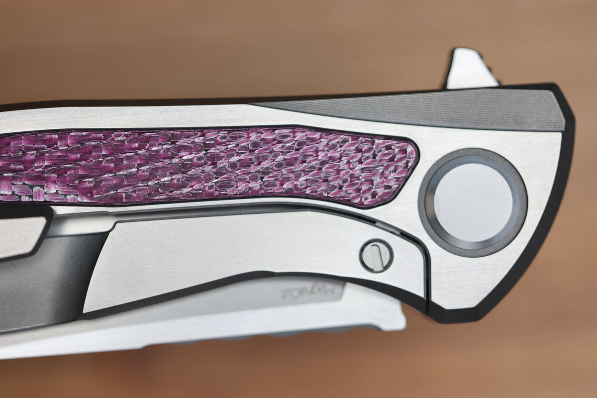 SHIROGOROV KNIVES AND CHRIS REEVE KNIVES COLLABORATION HATI CGG - MAGNACUT BLADE - TITANIUM/PURPLE ALUTEX HANDLE - MRBS