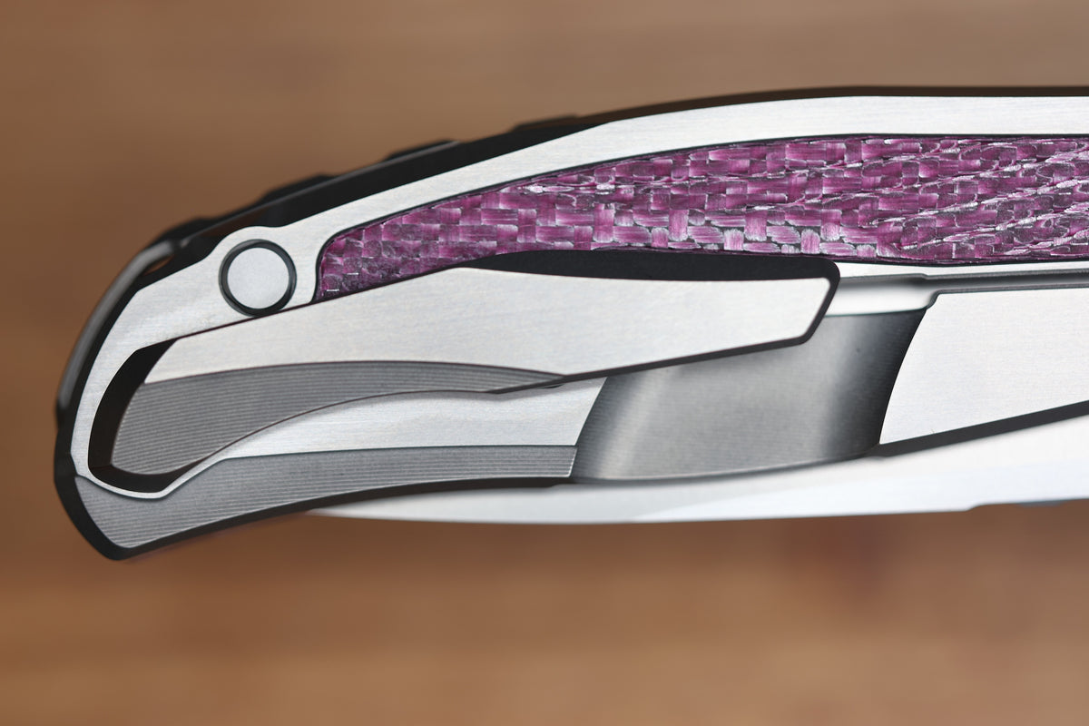 SHIROGOROV KNIVES AND CHRIS REEVE KNIVES COLLABORATION HATI CGG - MAGNACUT BLADE - TITANIUM/PURPLE ALUTEX HANDLE - MRBS