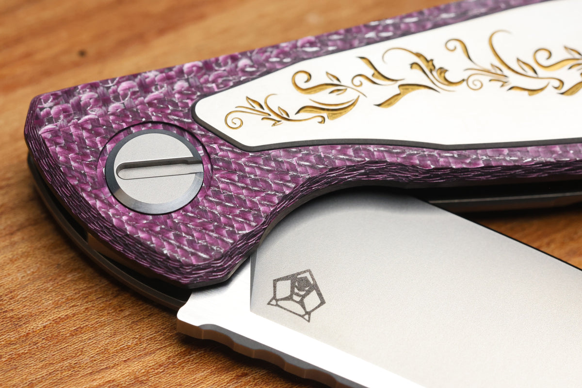 SHIROGOROV KNIVES AND CHRIS REEVE KNIVES COLLABORATION HATI CGG - MAGNACUT BLADE - TITANIUM/PURPLE ALUTEX HANDLE - MRBS