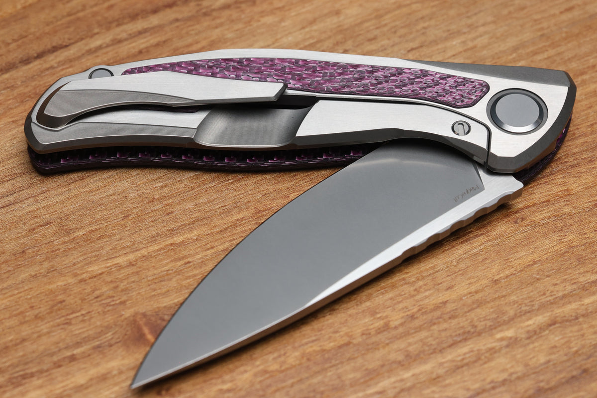 SHIROGOROV KNIVES AND CHRIS REEVE KNIVES COLLABORATION HATI CGG - MAGNACUT BLADE - TITANIUM/PURPLE ALUTEX HANDLE - MRBS