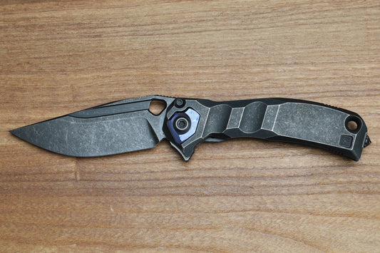 CUSTOM KNIFE FACTORY & ANTHONY MARFIONE COLLABORATION RATAX W/ BLACKWASH TITANIUM INTEGRAL HANDLE & BLACKWASH M398