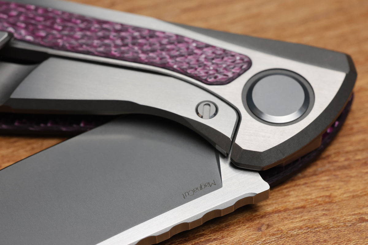 SHIROGOROV KNIVES AND CHRIS REEVE KNIVES COLLABORATION HATI CGG - MAGNACUT BLADE - TITANIUM/PURPLE ALUTEX HANDLE - MRBS