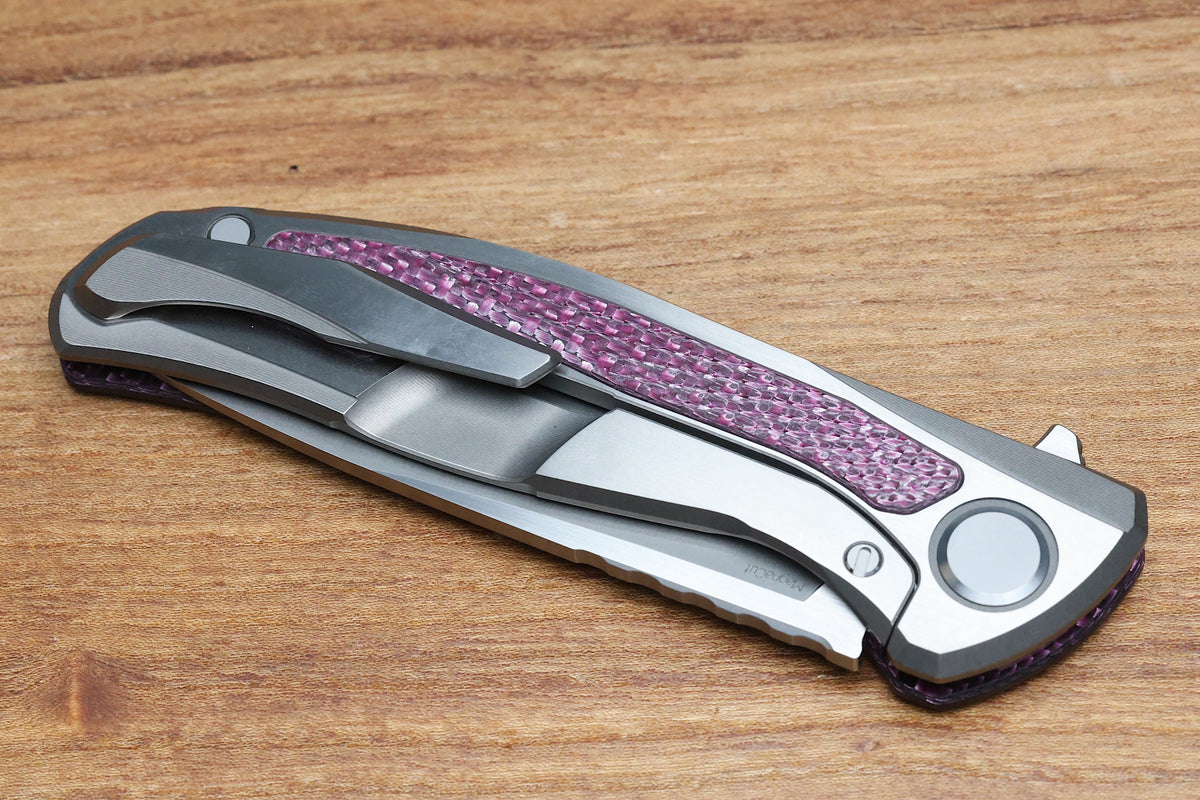 SHIROGOROV KNIVES AND CHRIS REEVE KNIVES COLLABORATION HATI CGG - MAGNACUT BLADE - TITANIUM/PURPLE ALUTEX HANDLE - MRBS