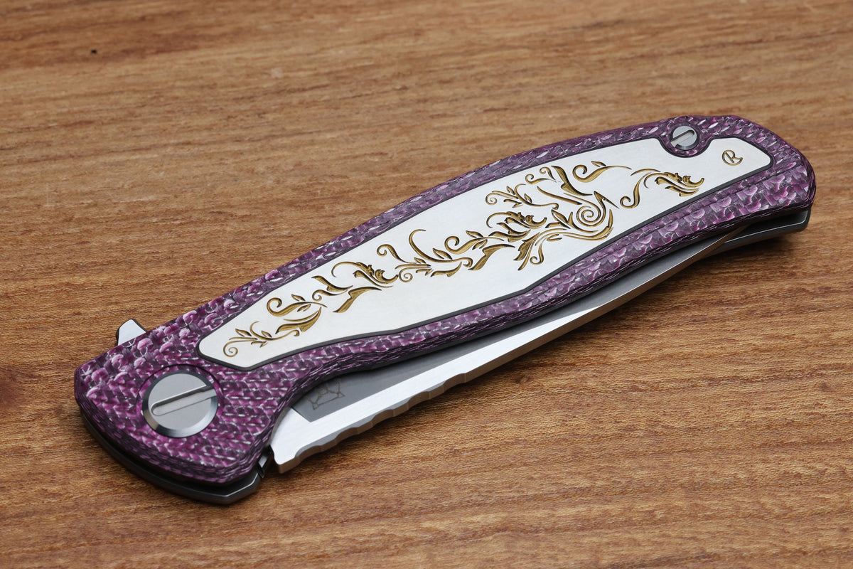 SHIROGOROV KNIVES AND CHRIS REEVE KNIVES COLLABORATION HATI CGG - MAGNACUT BLADE - TITANIUM/PURPLE ALUTEX HANDLE - MRBS