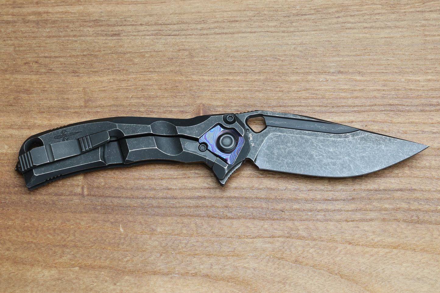 CUSTOM KNIFE FACTORY & ANTHONY MARFIONE COLLABORATION RATAX W/ BLACKWASH TITANIUM INTEGRAL HANDLE & BLACKWASH M398