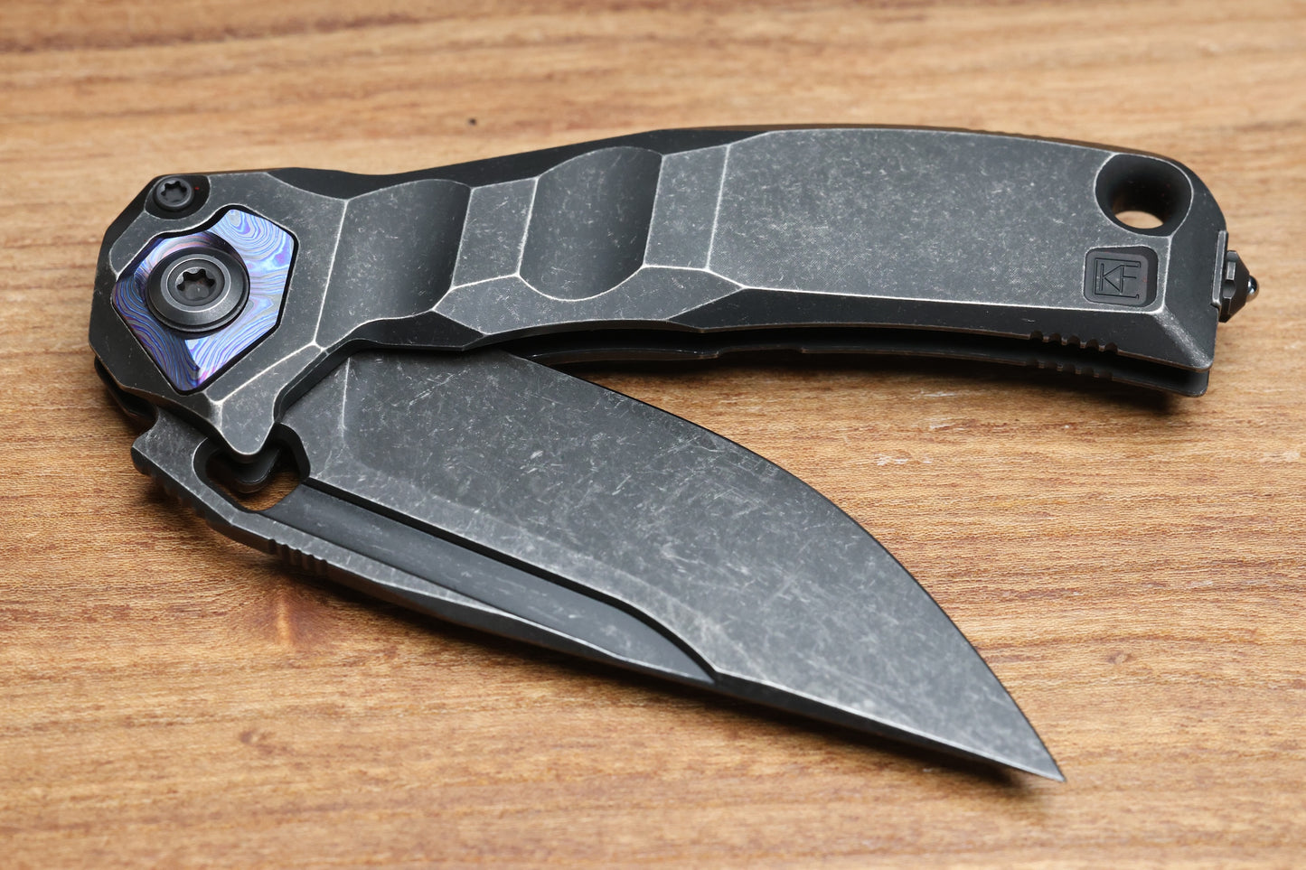 CUSTOM KNIFE FACTORY & ANTHONY MARFIONE COLLABORATION RATAX W/ BLACKWASH TITANIUM INTEGRAL HANDLE & BLACKWASH M398