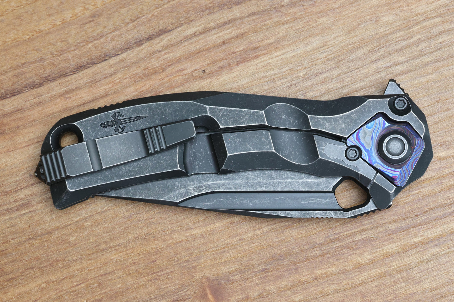 CUSTOM KNIFE FACTORY & ANTHONY MARFIONE COLLABORATION RATAX W/ BLACKWASH TITANIUM INTEGRAL HANDLE & BLACKWASH M398