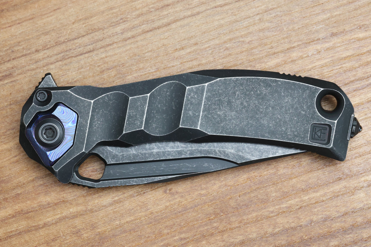 CUSTOM KNIFE FACTORY & ANTHONY MARFIONE COLLABORATION RATAX W/ BLACKWASH TITANIUM INTEGRAL HANDLE & BLACKWASH M398