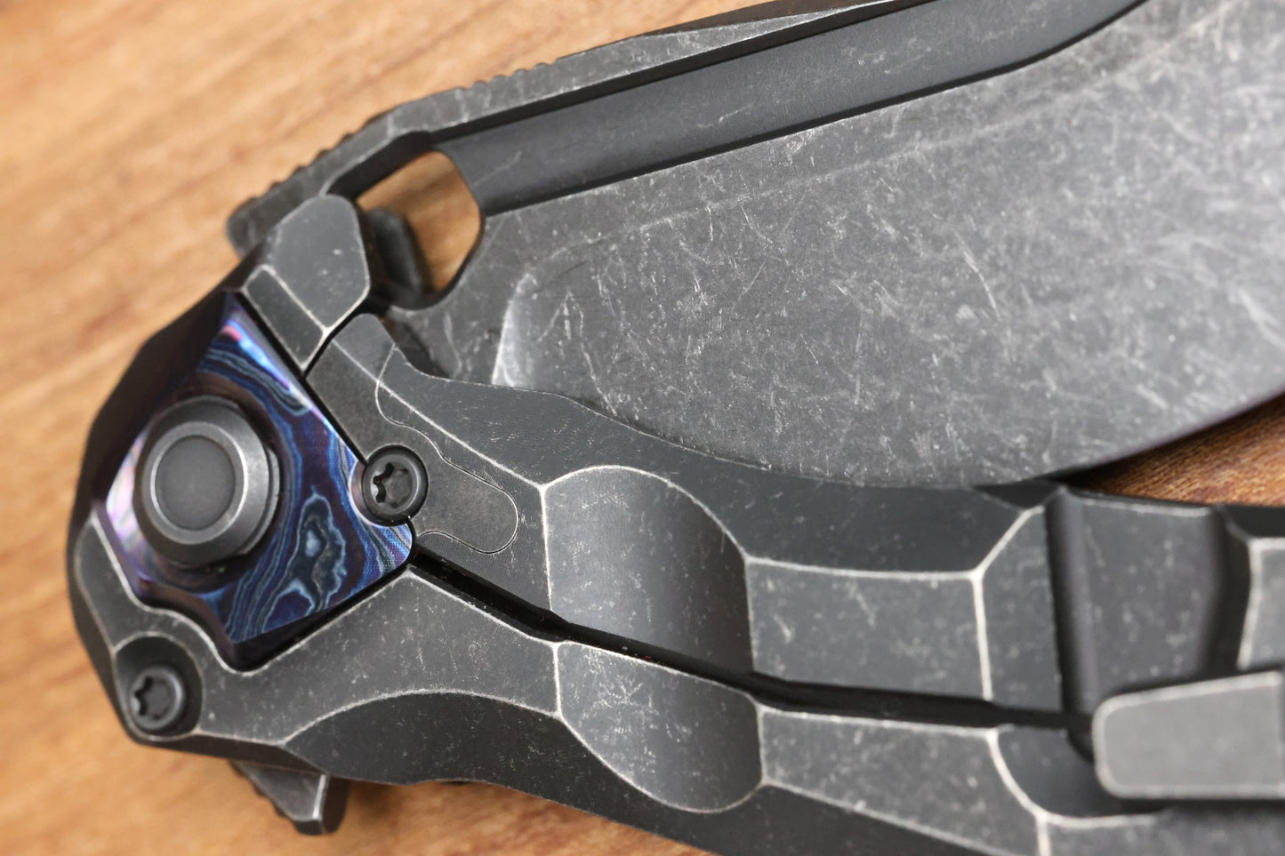 CUSTOM KNIFE FACTORY & ANTHONY MARFIONE COLLABORATION RATAX W/ BLACKWASH TITANIUM INTEGRAL HANDLE & BLACKWASH M398