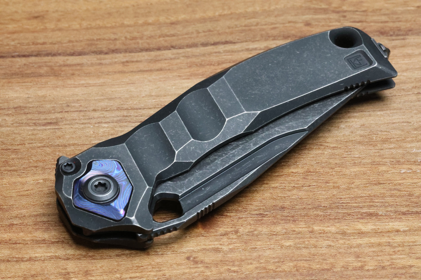 CUSTOM KNIFE FACTORY & ANTHONY MARFIONE COLLABORATION RATAX W/ BLACKWASH TITANIUM INTEGRAL HANDLE & BLACKWASH M398