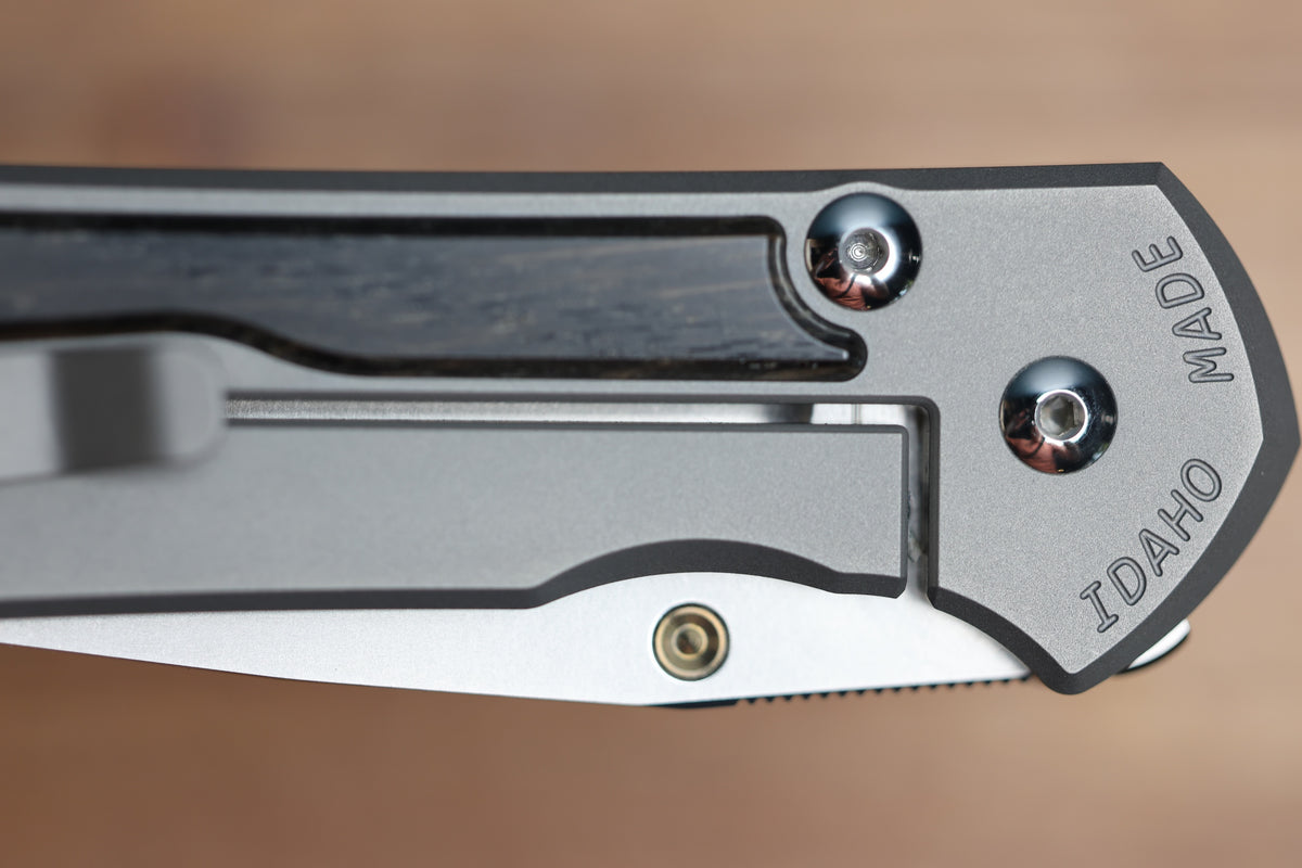 CHRIS REEVE LARGE SEBENZA BOG OAK INLAY DROP POINT MAGNACUT (PREOWNED)