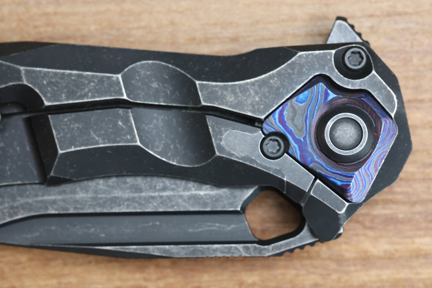 CUSTOM KNIFE FACTORY & ANTHONY MARFIONE COLLABORATION RATAX W/ BLACKWASH TITANIUM INTEGRAL HANDLE & BLACKWASH M398