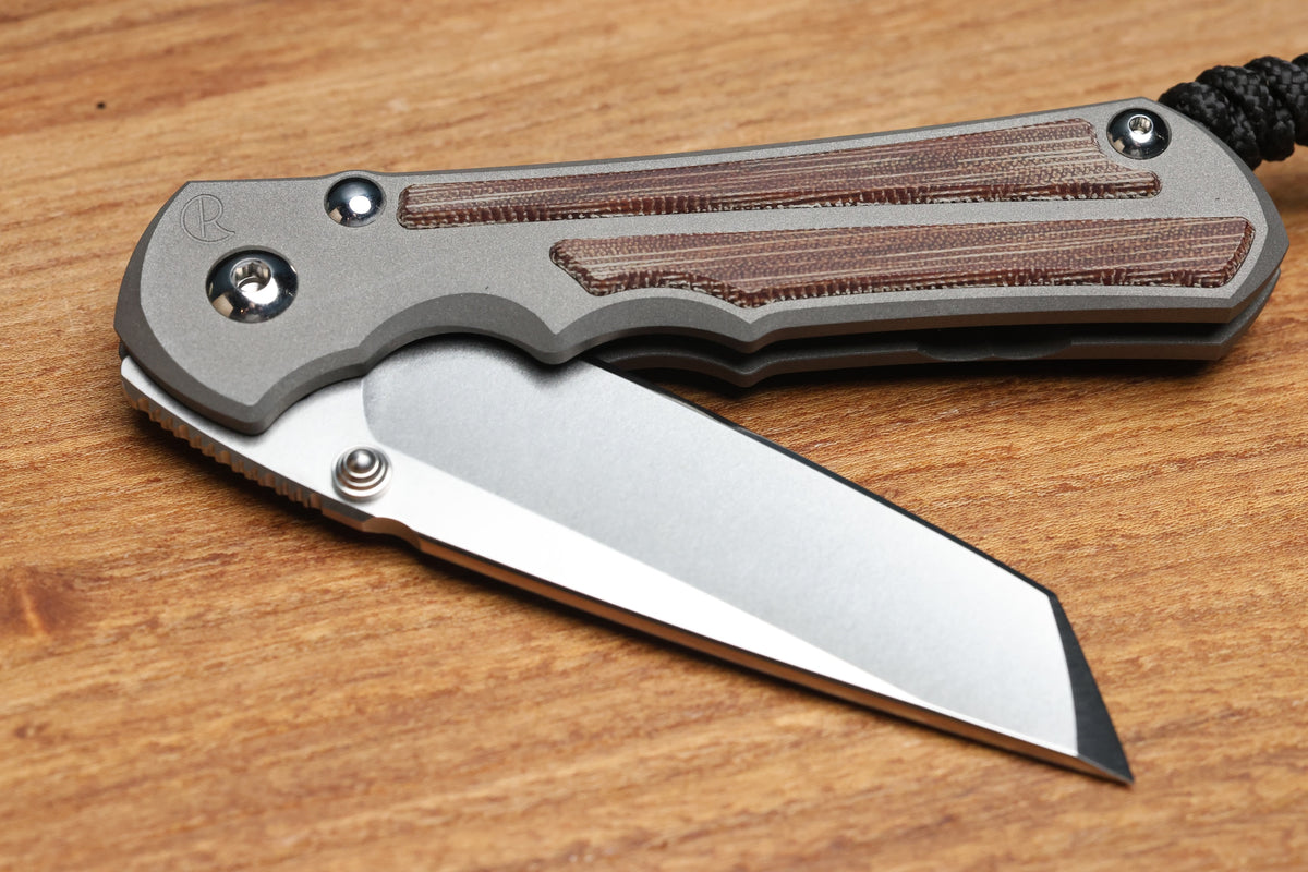 CHRIS REEVE LARGE INKOSI TANTO NATURAL CANVAS MICARTA INLAY MAGNACUT BLADE (PREOWNED)