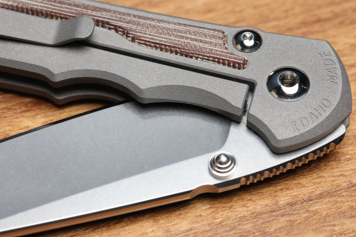 CHRIS REEVE LARGE INKOSI TANTO NATURAL CANVAS MICARTA INLAY MAGNACUT BLADE (PREOWNED)