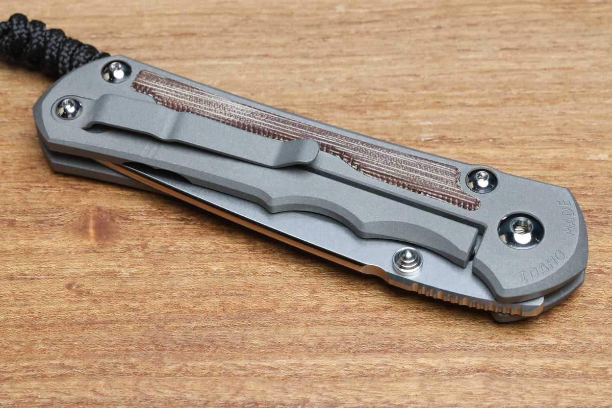 CHRIS REEVE LARGE INKOSI TANTO NATURAL CANVAS MICARTA INLAY MAGNACUT BLADE (PREOWNED)