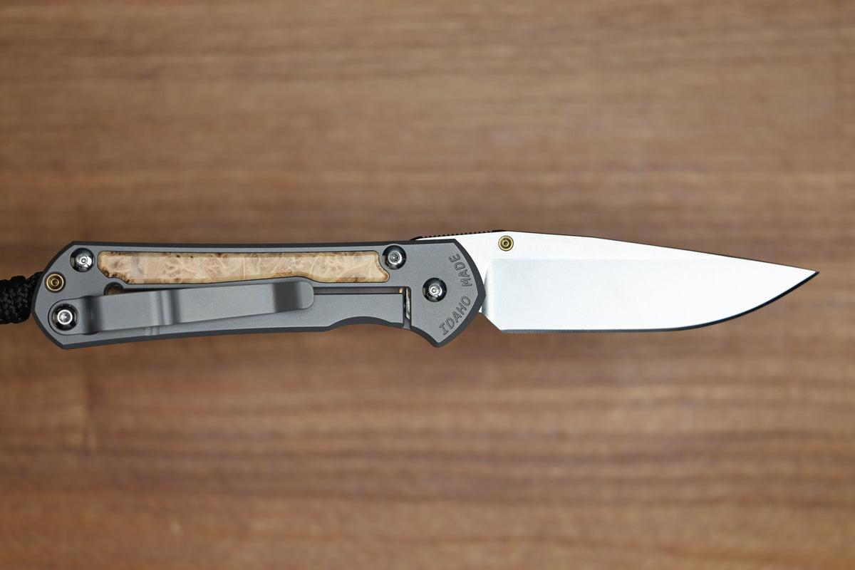 CHRIS REEVE SMALL SEBENZA BOX ELDER DROP POINT MAGNACUT BLADE (PREOWNED)