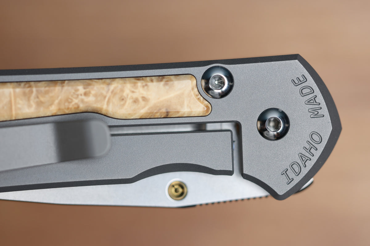 CHRIS REEVE SMALL SEBENZA BOX ELDER DROP POINT MAGNACUT BLADE (PREOWNED)