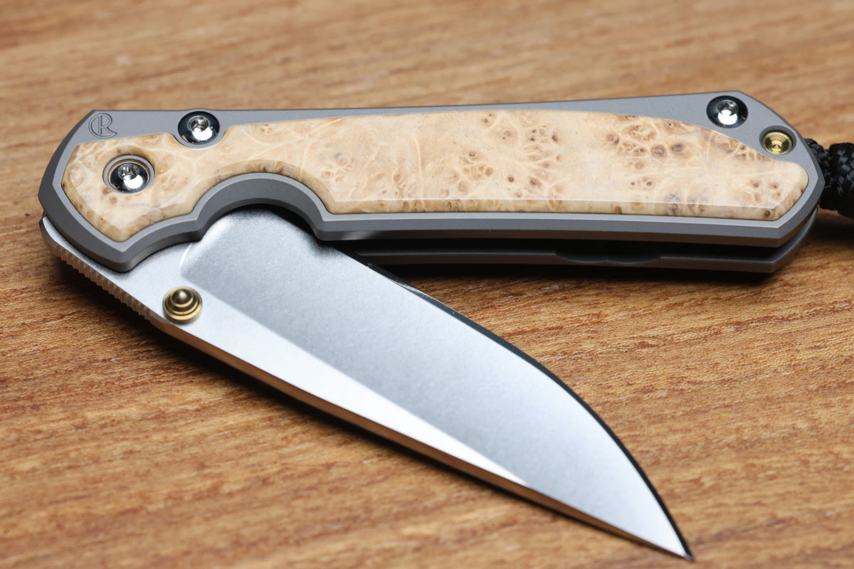 CHRIS REEVE SMALL SEBENZA BOX ELDER DROP POINT MAGNACUT BLADE (PREOWNED)