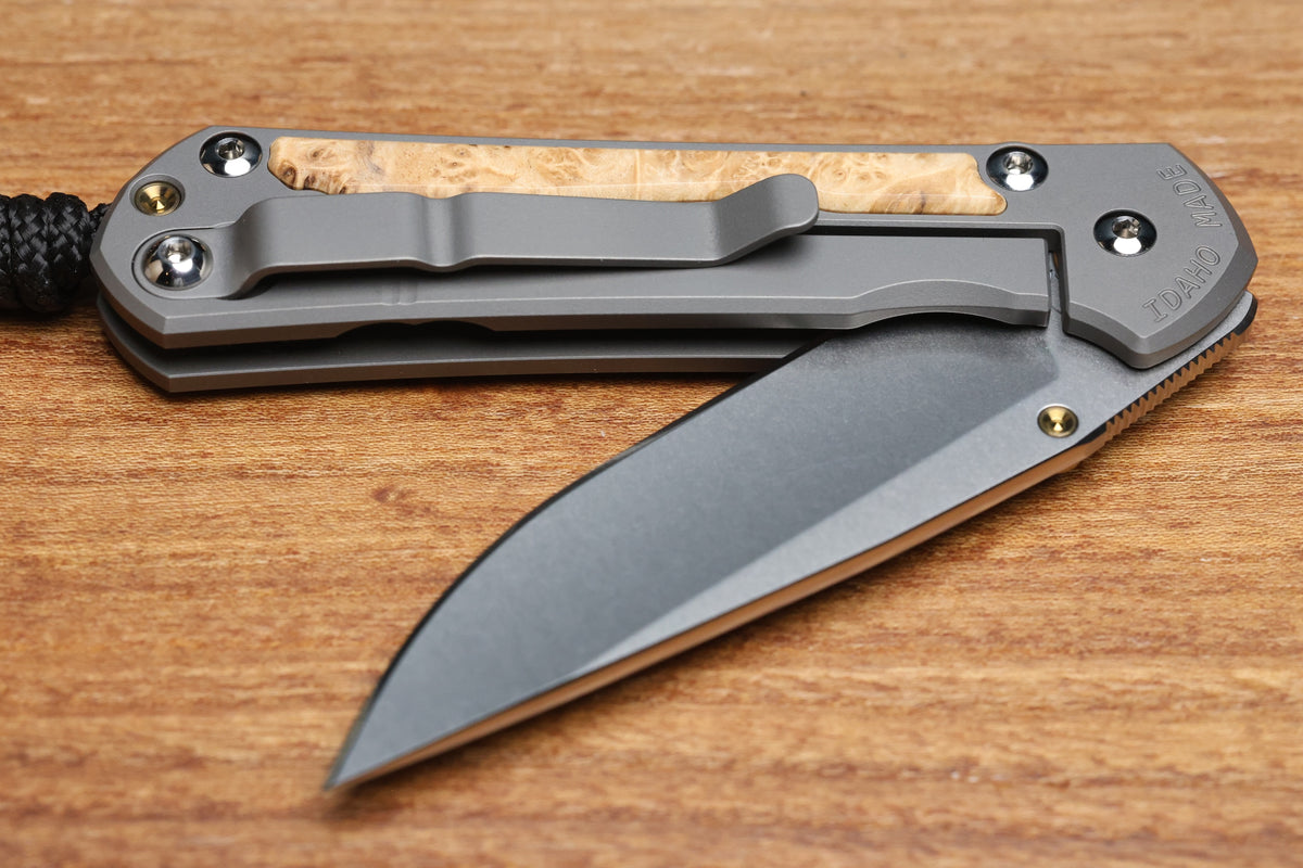 CHRIS REEVE SMALL SEBENZA BOX ELDER DROP POINT MAGNACUT BLADE (PREOWNED)